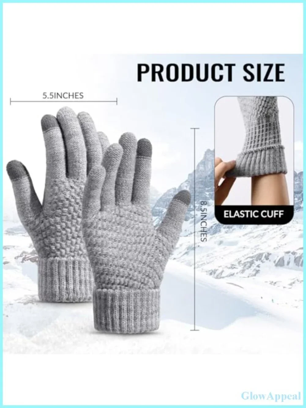 Touchscreen Winter Gloves for Women, Warm Knit Gloves with Elastic Cuff, 4 Pack